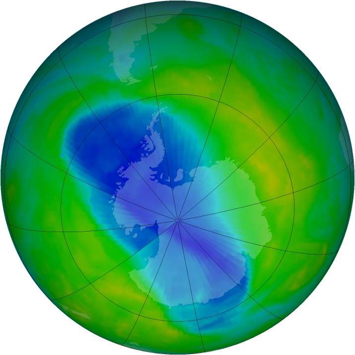 Antarctic ozone map for 27 November 1990